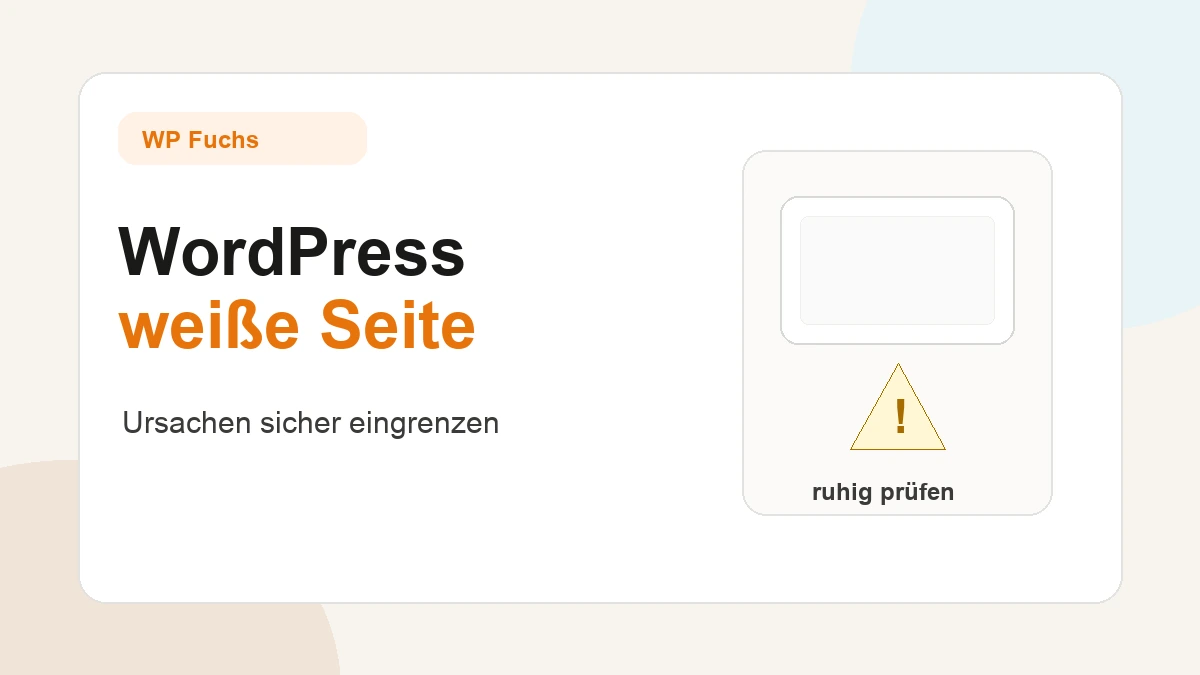 Laptop mit leerer weißer WordPress-Seite und Diagnose-Notizen