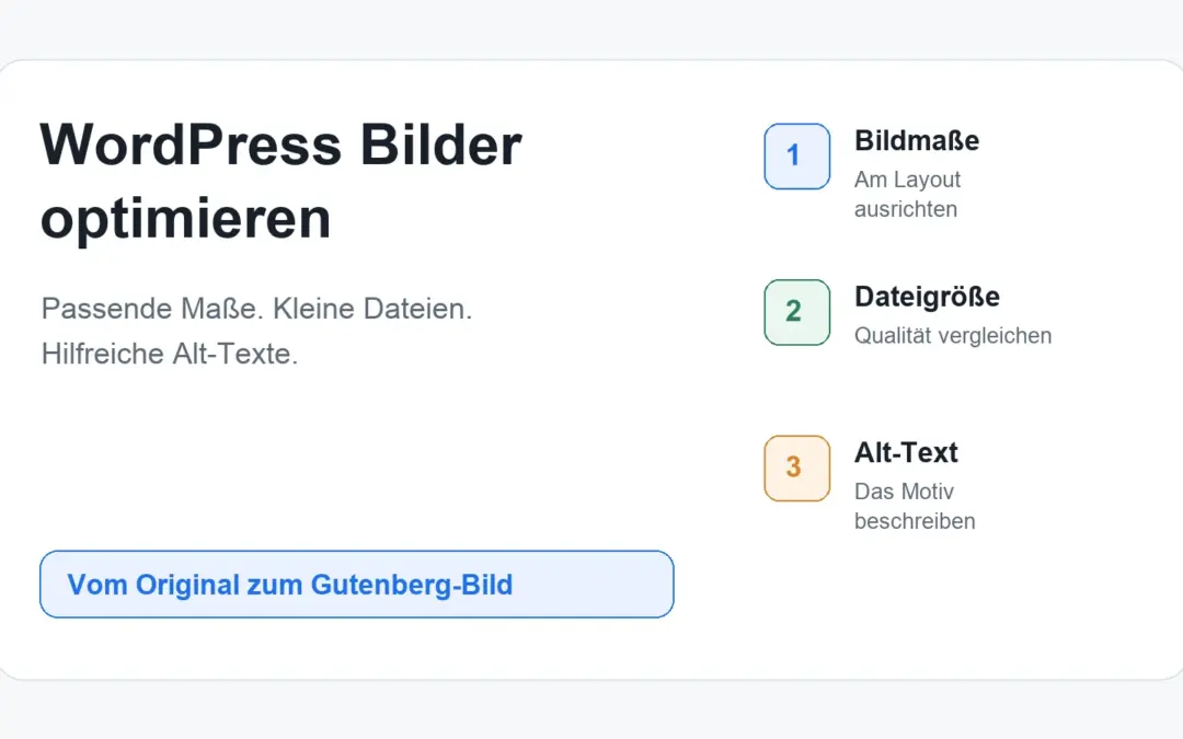 WordPress Bilder optimieren: Dateigröße, Bildmaße und Alt-Texte richtig wählen